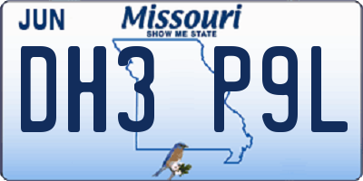 MO license plate DH3P9L