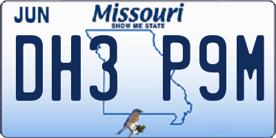 MO license plate DH3P9M