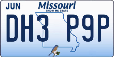MO license plate DH3P9P