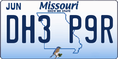 MO license plate DH3P9R