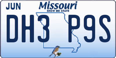 MO license plate DH3P9S
