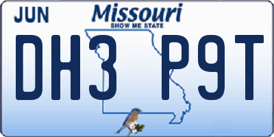 MO license plate DH3P9T