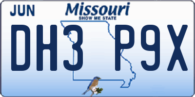MO license plate DH3P9X