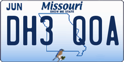 MO license plate DH3Q0A