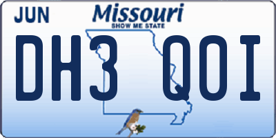 MO license plate DH3Q0I