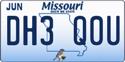 MO license plate DH3Q0U