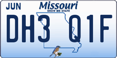MO license plate DH3Q1F