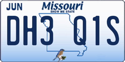 MO license plate DH3Q1S