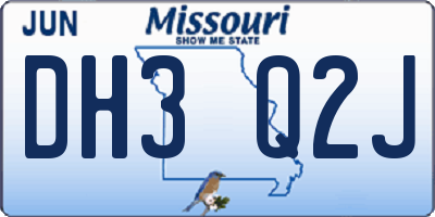 MO license plate DH3Q2J