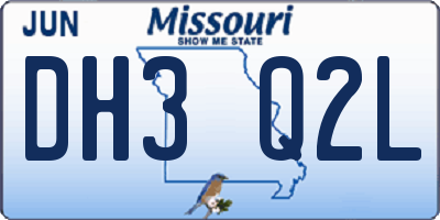 MO license plate DH3Q2L