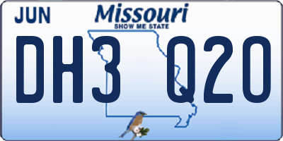 MO license plate DH3Q2O