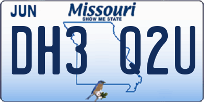 MO license plate DH3Q2U