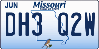 MO license plate DH3Q2W