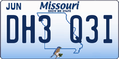 MO license plate DH3Q3I