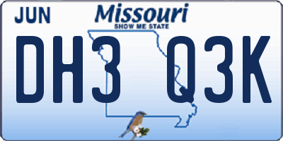 MO license plate DH3Q3K