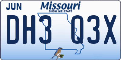 MO license plate DH3Q3X