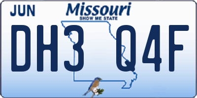 MO license plate DH3Q4F