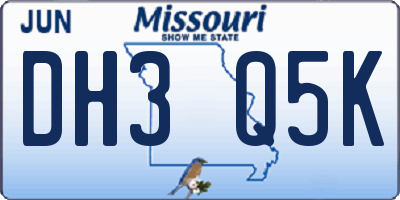 MO license plate DH3Q5K