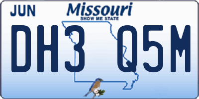 MO license plate DH3Q5M