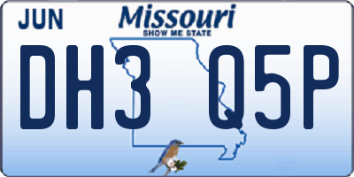 MO license plate DH3Q5P
