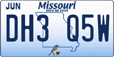 MO license plate DH3Q5W