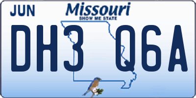 MO license plate DH3Q6A