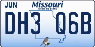 MO license plate DH3Q6B