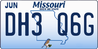MO license plate DH3Q6G