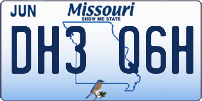 MO license plate DH3Q6H