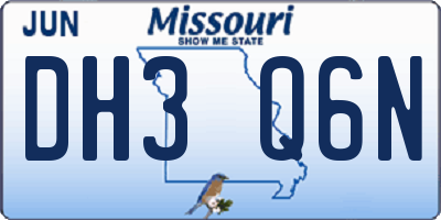 MO license plate DH3Q6N