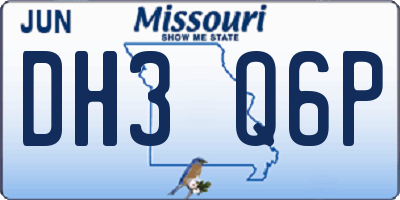 MO license plate DH3Q6P