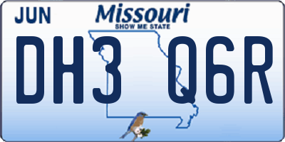 MO license plate DH3Q6R