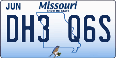 MO license plate DH3Q6S