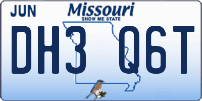 MO license plate DH3Q6T