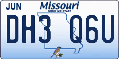 MO license plate DH3Q6U