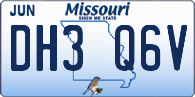 MO license plate DH3Q6V