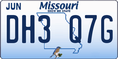 MO license plate DH3Q7G