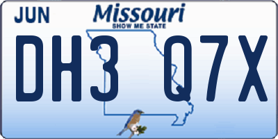 MO license plate DH3Q7X