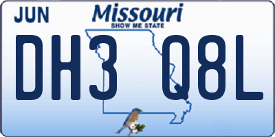 MO license plate DH3Q8L
