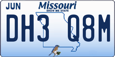 MO license plate DH3Q8M