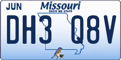 MO license plate DH3Q8V