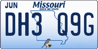 MO license plate DH3Q9G