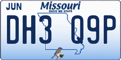 MO license plate DH3Q9P