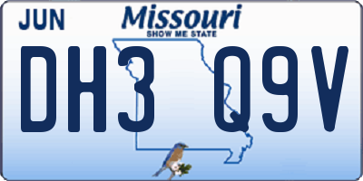 MO license plate DH3Q9V