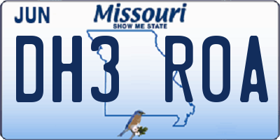 MO license plate DH3R0A