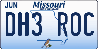 MO license plate DH3R0C
