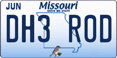 MO license plate DH3R0D