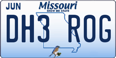 MO license plate DH3R0G