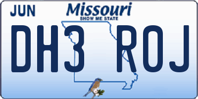 MO license plate DH3R0J