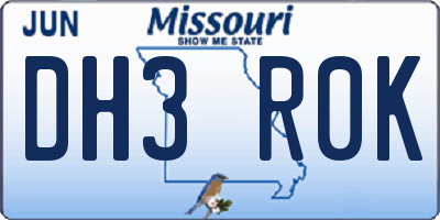 MO license plate DH3R0K